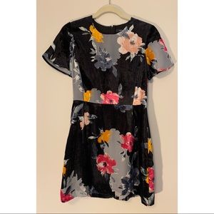 French Connection Floral Velour Mini Dress Size 2